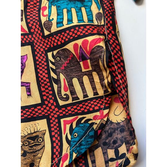 Vintage 90's Silk Club Button Up Shirt Mens M Red Animal Print Retro Classic - Picture 8 of 10